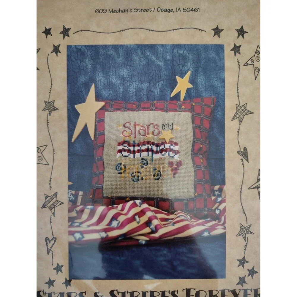 Waxing Moon Designs STARS & STRIPES FOREVER Cross Stitch Pattern Chart #SP9 2001